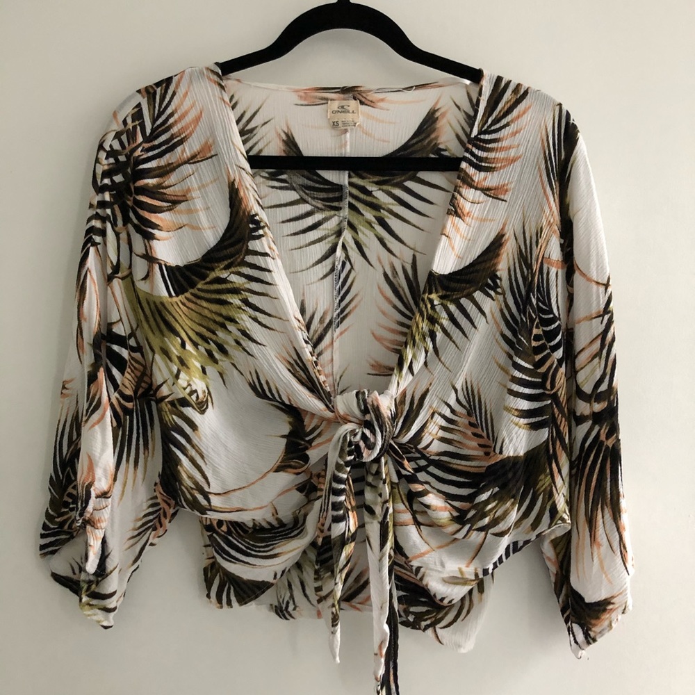 | Tropical Palm Tie Front Top |